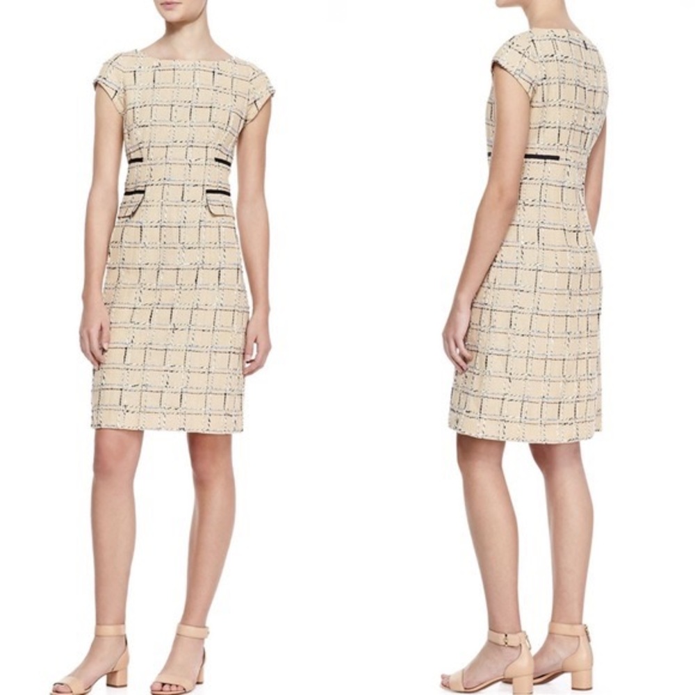 Tory Burch Evie Tweed Dress SIZE 2 Tan Beige